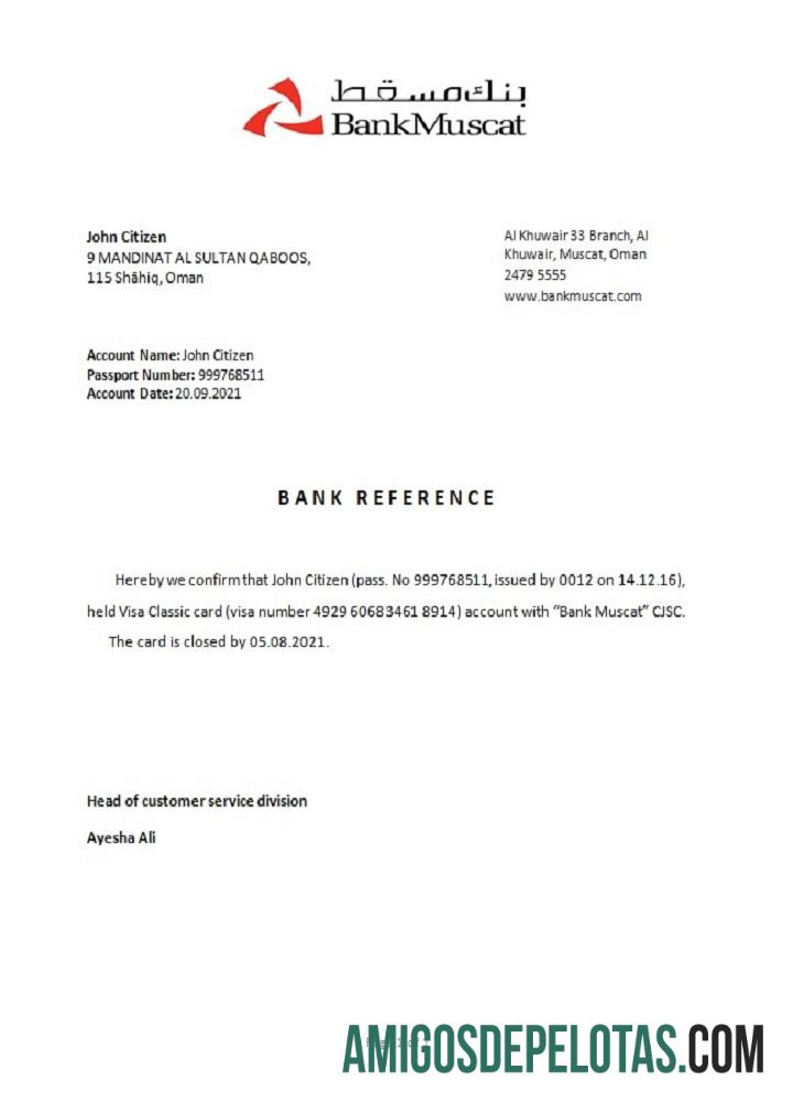 Referência de fechamento de Omã Mascate amostra